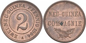 Deutsch-Neuguinea: 2 Neu-Guinea Pfennig 1894 A, Jaeger 702, leichte Patina, vorzüglich.
 [taxed under margin system]