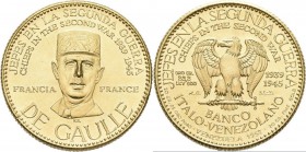 Medaillen alle Welt: Frankreich: Charles de Gaulle (1890-1970), Goldmedaille 1957 der Banco Italo-Venezolano, , Signatur R.B., aus der Serie ”Chiefs I...