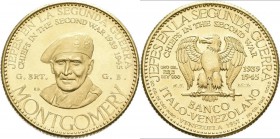 Medaillen alle Welt: Großbritannien: Bernard Montgomery, Generalfeldmarschall (1887-1976), Goldmedaille 1957 der Banco Italo-Venezolano, Signatur R.B....