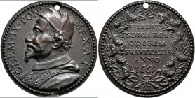 Medaillen alle Welt: Italien-Kirchenstaat, Clemens IX. 1667-1669: Bronzemedaille A. I/1668, unsigniert, auf die Seligsprechung von Rosa di Lima, Misel...