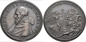 Medaillen alle Welt: Italien-Kirchenstaat, Gregor XIII. 1572-1585: Bronzemedaille AN I/1572, gefertigt nach einer Vorlage von G. Bonzagni (genannt Fed...