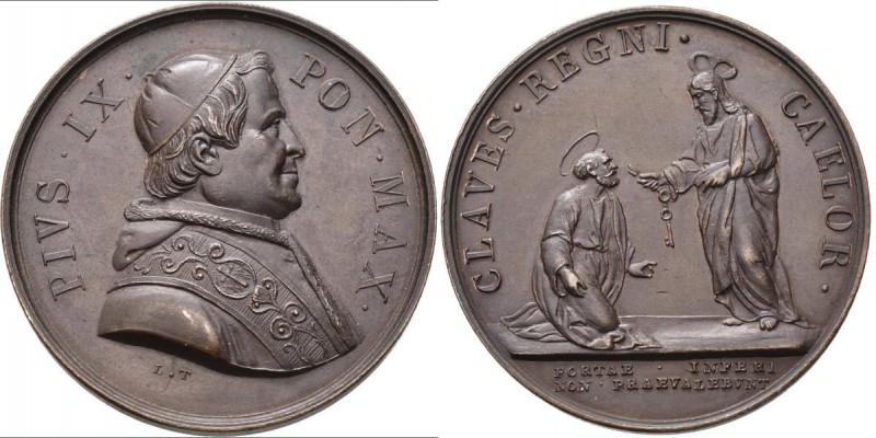Medaillen alle Welt: Italien-Kirchenstaat, Pius IX. 1846-1878: Bronzemedaille o....