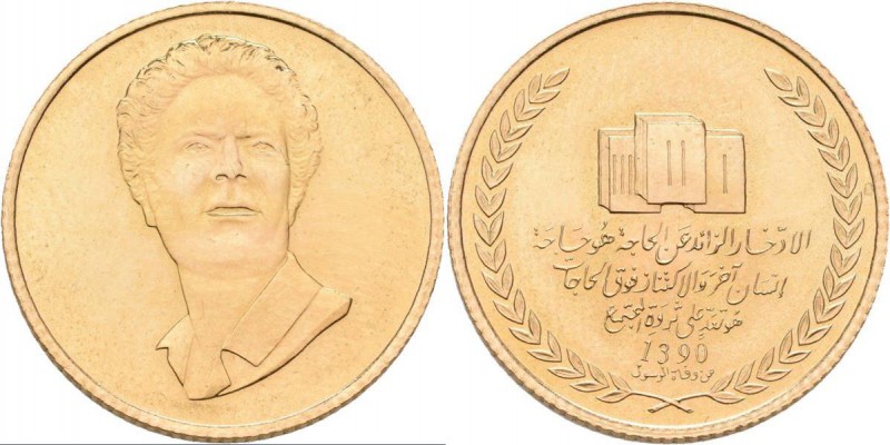 Medaillen alle Welt: Libyen: Goldmedaille AH 1390 (1970) Muammar Abu Minyar al G...