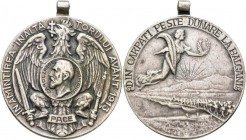 Medaillen alle Welt: Rumänien, Karl I., 1866-1914: Silbermedaille 1913, auf die Enthüllung des Denkmals am Donauübergang bei Corabia im Krieg gegen Ru...
