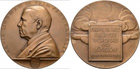 Medaillen alle Welt: Schweden, Gustav V. 1907-1950: Bronzemedaille 1932 von E. Lindberg, auf den schwedischen Politiker Arvid Lindmann (1862-1936), 56...