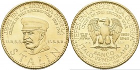 Medaillen alle Welt: Sowjetunion/UdSSR 1922-1991: Josef Stalin (1878-1953), Goldmedaille 1957 der Banco Italo-Venezolano, , Signatur R.B., aus der Ser...