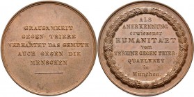 Medaillen Deutschland: Bayern, Maximilian II. 1848-1864: Bronzemedaille o. J., auf den Tierschutzverein München, Hauser 679, 41 mm, 29 g, vorzüglich+....