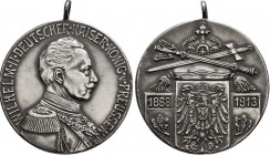 Medaillen Deutschland: Brandenburg-Preussen, Wilhelm II. 1888-1918: Silbermedaille 1913, unsigniert, auf sein 25jähriges Regierungsjubiläum, 33,7 mm, ...