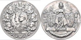 Medaillen Deutschland: Brandenburg-Preussen: Wilhelm II. 1888-1918: versilberte Bronze Medaille 1906 (Godet Berlin) auf die Silberhochzeit am 27. Febr...