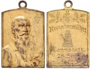 Medaillen Deutschland: Cannstatt/Stuttgart: Vergoldete Bronzeplakette 1902, unsigniert, Kreisturnfahrt Cannstatt 28. September 1902, 24 x 17 mm, selte...