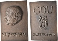 Medaillen Deutschland: Deutsche Demokratische Republik: Bronzeguss-Plakette 1957, unsigniert, auf Otto Nuschke 1883-1957, deutscher Politiker und Vors...