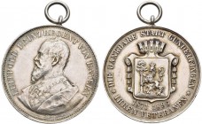 Medaillen Deutschland: Gundelfingen: Silbermedaille 1896 von A. Börsch, Av: Brustbild Prinzregent Luitpold nach links, Av: Die Dankbare Stadt Gundelsh...