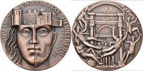 Medaillen Deutschland: Heidelberg: Bronze-Gedenkmedaille 1986, von Kauko Räsänen, auf den 600. Jahrestag der Gründung der Universität Heidelberg, 40 m...