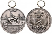 Medaillen Deutschland: Köln: Versilberte Bronzemedaille 1905, signiert Frz. Chr. Hamm, der Kölner Funken-Artillerie, Dem Tapferen Artillerristen für B...