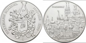 Medaillen Deutschland: Nürnberg: Silberne Schraubmedaille 1990 - Hartmann Schedel, Inhalt: 15 kolorierte, zusammenhängende Stadtansichten und Beschrei...