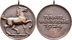 Medaillen Deutschland - Geographisch: Vaihingen an der Enz, Württemberg: Bronzegußmedaille 1924 von August Hummel, auf das Reitturnier, 41,6 mm, 28,32...
