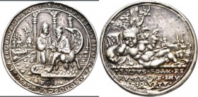 Medaillen - Religion: Böhmen-Joachimsthal: Silbergussmedaille / Todesmedaille o. J. (ca. 1533-1546) von Wolf Milicz, auf die Vergänglichkeit. Krösus u...