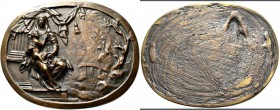 Medaillen - Religion: Süddeutschland: Ovale Bronzeguss–Plakette „Madonna mit Kind”, nach Vorlage Peter Flötner? (um 1485?-1546), Maria mit Jesusknaben...