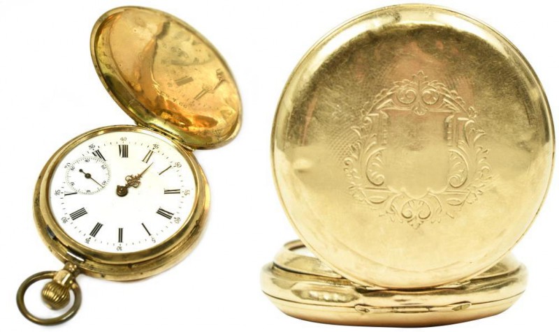 Uhren: Goldene Herrenarmbanduhr, beide Deckel (Vorder- und Rückseite) gepunzt ”5...