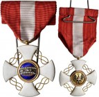 Orden & Ehrenzeichen: Italien: Orden der Krone, Kommandokreuz o.J. (gestiftet 1868), vergoldet & emailliert, Kreuz der Offiziere, am originalen rot-we...