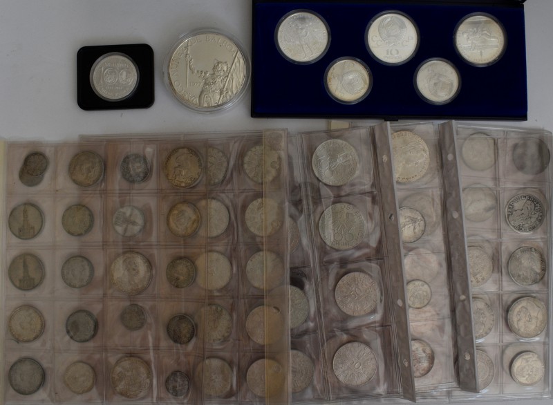 Alle Welt: Konvolut von ca. 100 Silbermünzen aus aller Welt, dabei Belgien, Cana...