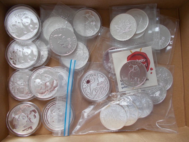 Alle Welt: Silberanleger aufgepasst: 33 diverse Silberunzen, dabei: 13 x China P...