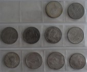 Britische Kolonien: Lot 10 Silbermünzen, Australia Crown 1937 / Bahama Islands 2 Dollars 1970 / Bermuda Crown 1959 / Canada Dollar 1939, 5 Dollars 198...