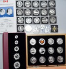 Kanada: Lot diverse Silber Gedenkmünzen aus Kanada, dabei: Serie O Canada 2013 mit 12 x 10 Dollars Gedenkmünzen in einer Holzbox der Royal Canadian Mi...