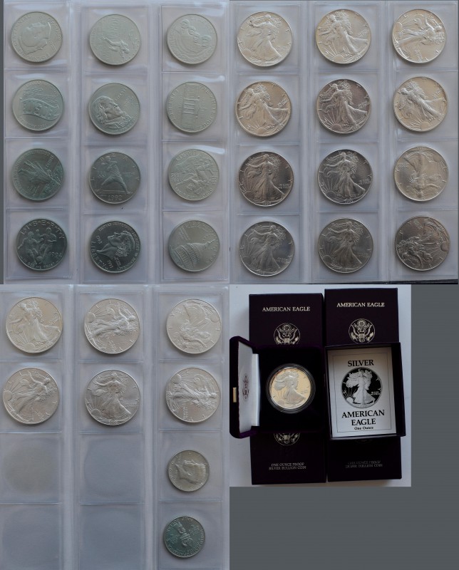 Vereinigte Staaten von Amerika: Ein Album mit Silbermünzen aus den USA. Dabei 17...