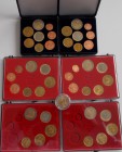 Monaco: Kleines Lot Euro Umlaufmünzen aus Monaco: 4 x lose Sets 1c - 2 Euro 2001, 2 x lose Sets 10c - 2 Euro 2002, 1 x 2 Euro 2011.
 [taxed under mar...