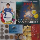 San Marino: Kleines Lot aus San Marino, dabei: KMS 2002, 2 Euro 2010 Botticelli, 2 Euro 2012 10-Jahre-Euro sowie ein Liresatz in Folie.
 [taxed under...