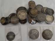 Deutschland: Lot 48 Silbermünzen, Frankfurt Vereinstaler 1860, Preussen Siegestaler 1871, Sachsen 5 Mark 1914, 3 Mark 1913 (Brosche), 2 Mark 1902, 190...