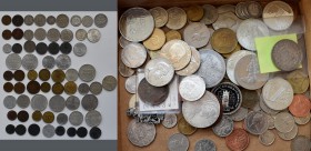 Deutschland: Typensammlung Kleinmünzen ab Kaiserreich bis 1947, dabei Münzen von 1 Pfennig bis 5 Mark. Dazu noch eine Schachtel mit Münzen aus aller W...