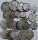Deutschland: Kleines Lot 23 Münzen, überwiegend aus Deutschland und Silber. Dabei Kaiserreich und Drittes Reich sowie 5 x 25 ATS aus Österreich.
 [ta...