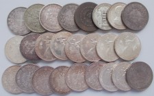 Haus Habsburg: Lot 25 Münzen, bis auf 1 alle aus Silber, überwiegend 5 Kronen Österreich-Ungarn sowie weitere große Silbermünzen (5 FRF, 5 Lire, 5 Pes...