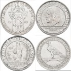 Weimarer Republik: Weimarer Republik: Lot 5 Münzen, 3 Reichsmark 1925 J Rheinlande, 3 Reichsmark 1929 E Meißen, 3 Reichsmark 1929 A Schwurhand, 3 Reic...