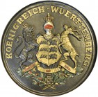 Varia, Sonstiges: Altes rundes Relief Wappenschild Königreich Württemberg, Eisenguss, nachkoloriert, 19. Jhd., ca. 63 cm Durchmesser, 3,5 cm stark, Ge...