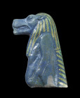 Relief figure made of blue faience with yellow paint, probably an inlay in a wall decoration (H 7.4cm.). It depicts the hippo-shaped goddess Tawaret s...