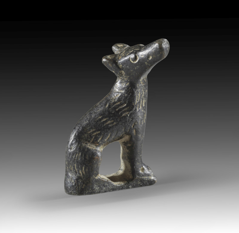 Dog. Bronze. H 3,9cm. Roman, 2nd - 3rd century AD. With Art Loss Register Certif...