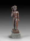 Bronze statuette of naked standing Harpocrates with lock of youth , H 12.3cm. Late Period, 26th - 27th dynasty, ca. 664 - 404 BC. Intact, after purcha...