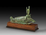 Oxyrhynchos. Full cast with engraved details. L 10.5cm. Late Period, 7th - 4th century BC. Green and auburn patina, intact. With copy of the invoice! ...