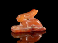 Carnelian couchant hare, details finely worked out, L 2.9cm. 26th dynasty, ca. 664-525 BC. Intact. With copy of the invoice of Gorny & Mosch! Kleiner ...