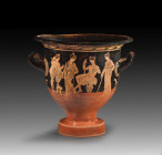Attic red-figure bell-krater of the Painter of Vienna 1089. 400 - 380 BC. H 33.1cm, ø mouth 33.4cm. In beautiful drawing style on the front probably H...