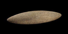 Neolithic stone pestle, 10.000 - 2.200 BC, H 14cm, L 53cm, B 11cm, large light beige-red oval object. Intact. Läuferstein für Reibeschale. Neolithikum...
