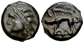 Leuci cast potin unit, boar reverse