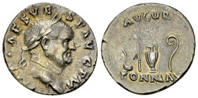 Vespasianus AR Denarius, Priestly implements reverse