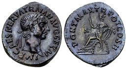 Traianus AR Denarius, Justitia (?) reverse