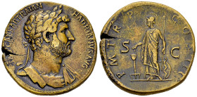 Hadrianus AE Sestertius, Minerva reverse