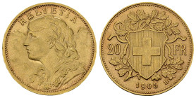 Schweiz, AV 20 Franken 1905 B