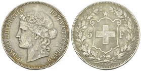 Schweiz, AR 5 Franken 1889 B